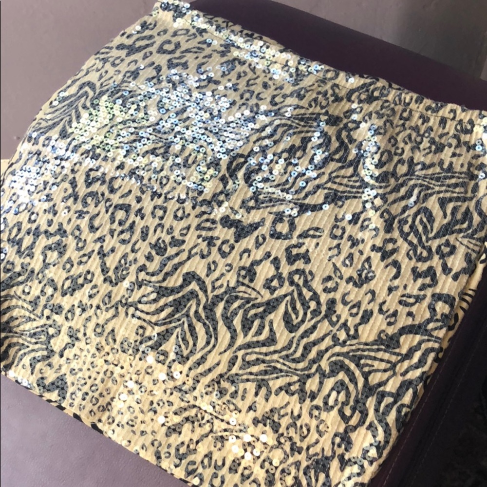 Sequin leopard mini skirt